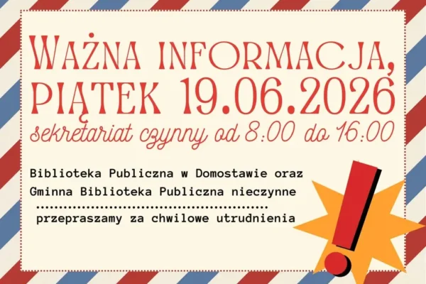 Biblioteki w gminie Jarocin nieczynne w piątek 19 czerwca