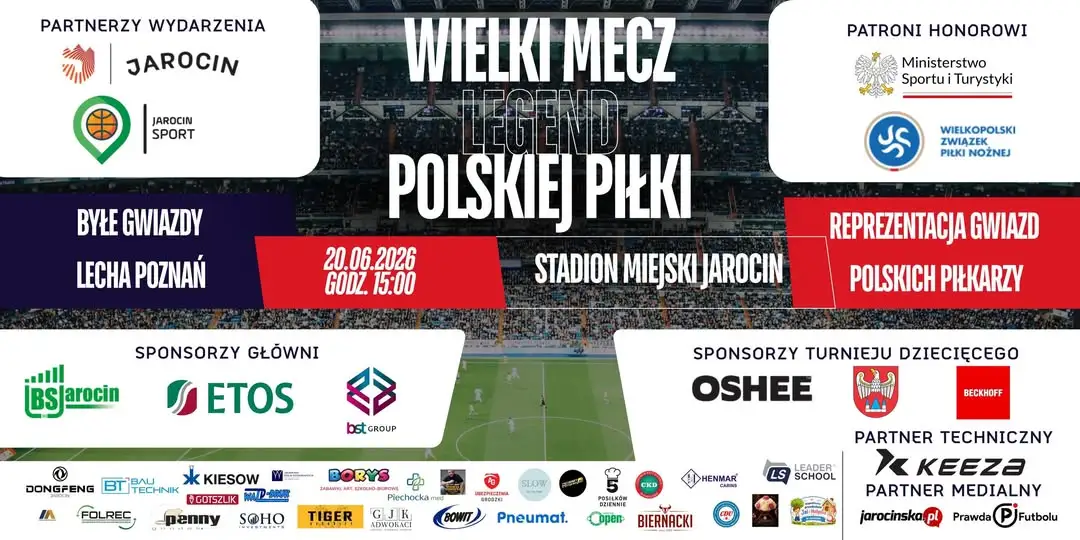 Wielki Mecz Legend Polskiej Piłki już 20 czerwca w Jarocinie