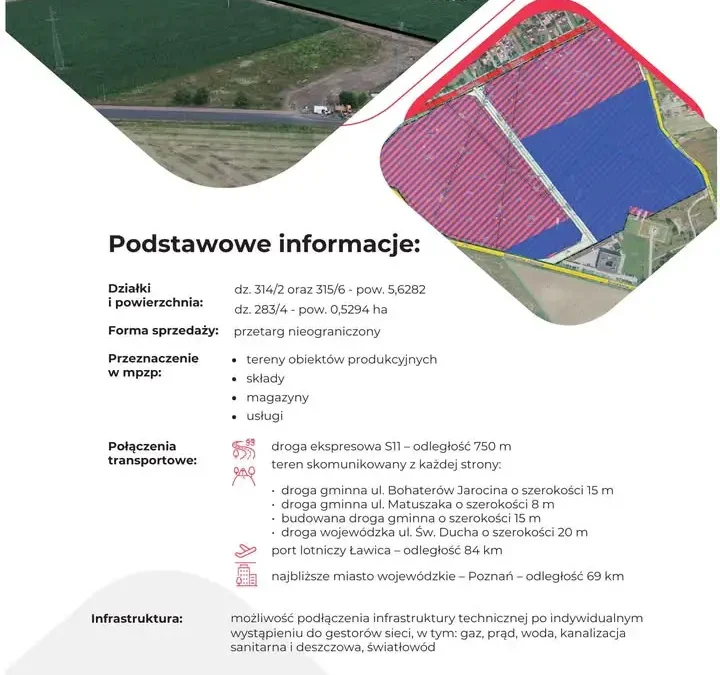 Gmina Jarocin ogłasza przetargi na działki przy ul. Bohaterów Jarocina