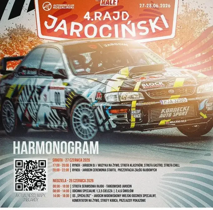 Rajd Jarociński 2026: 62 załogi na starcie, emocje w Jarocinie 27-28 czerwca