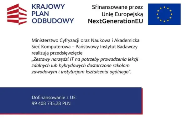 Nowoczesny sprzęt trafił do szkół Powiatu Jarocińskiego z KPO