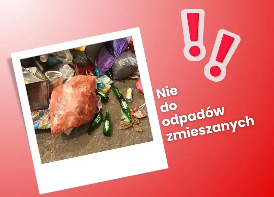 Kontrola odpadów zmieszanych – szklane butelki i farby w niewłaściwych pojemnikach