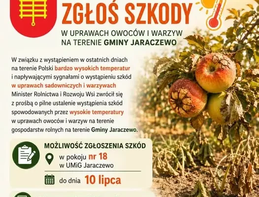 Gmina Jaraczewo zbiera zgłoszenia szkód w uprawach po upałach