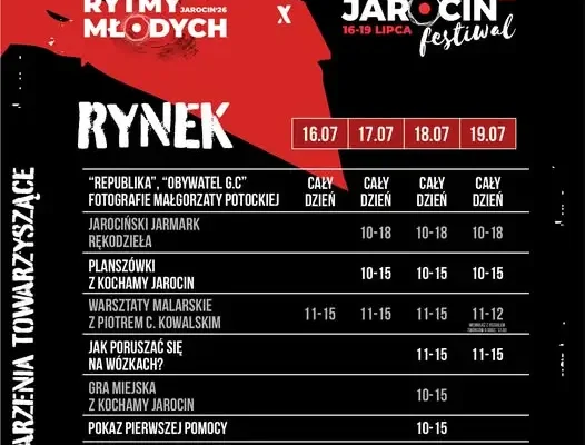 Wydarzenia towarzyszące Jarocin Festiwal na rynku – program