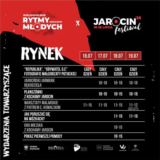 Wydarzenia towarzyszące Jarocin Festiwal na rynku – program