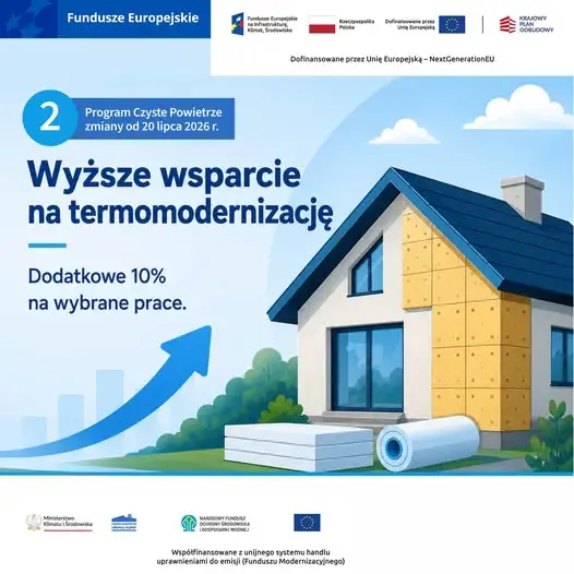 Zmiany w programie „Czyste Powietrze” od 20 lipca 2026 – łatwiejszy dostęp i wyższe dotacje