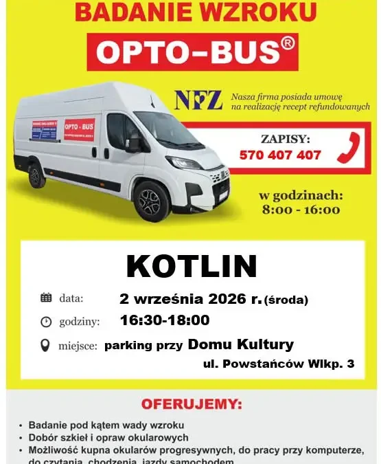 Bezpłatne badanie wzroku w Kotlinie – zapisy trwają
