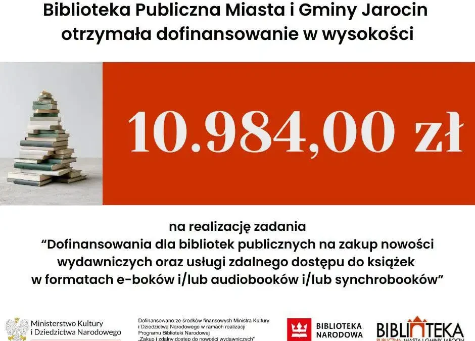 Biblioteka w Jarocinie z dofinansowaniem na nowości wydawnicze i e-booki