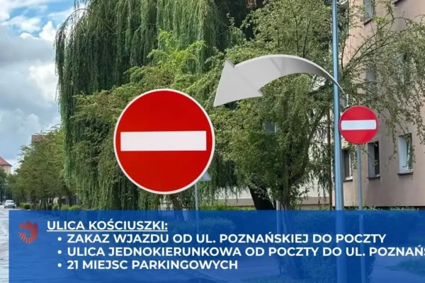 Nowa organizacja ruchu na ul. Kościuszki w Jarocinie – 21 nowych miejsc parkingowych