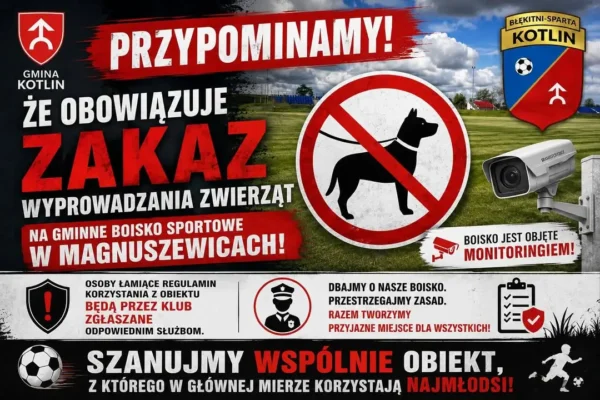 Apel do użytkowników boiska w Magnuszewicach – monitoring i mandaty za psie odchody