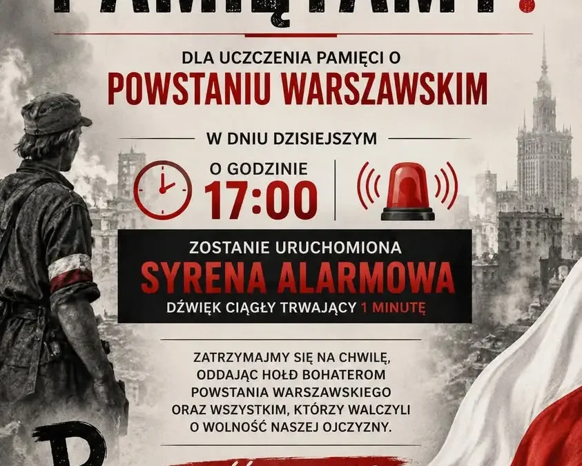 Godzina „W” – 1 sierpnia zawyją syreny w rocznicę Powstania Warszawskiego