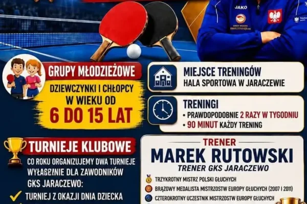 GKS Jaraczewo ogłasza nabór do sekcji tenisa stołowego na sezon 2026/2027