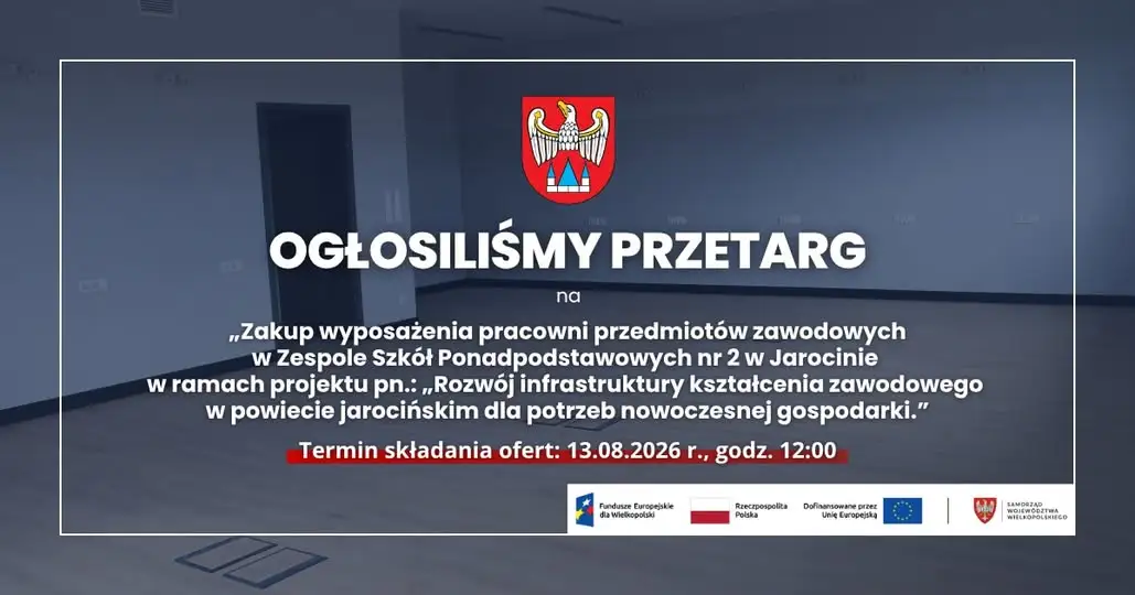 Trwa przetarg na doposażenie pracowni zawodowych w ZSP nr 2 w Jarocinie