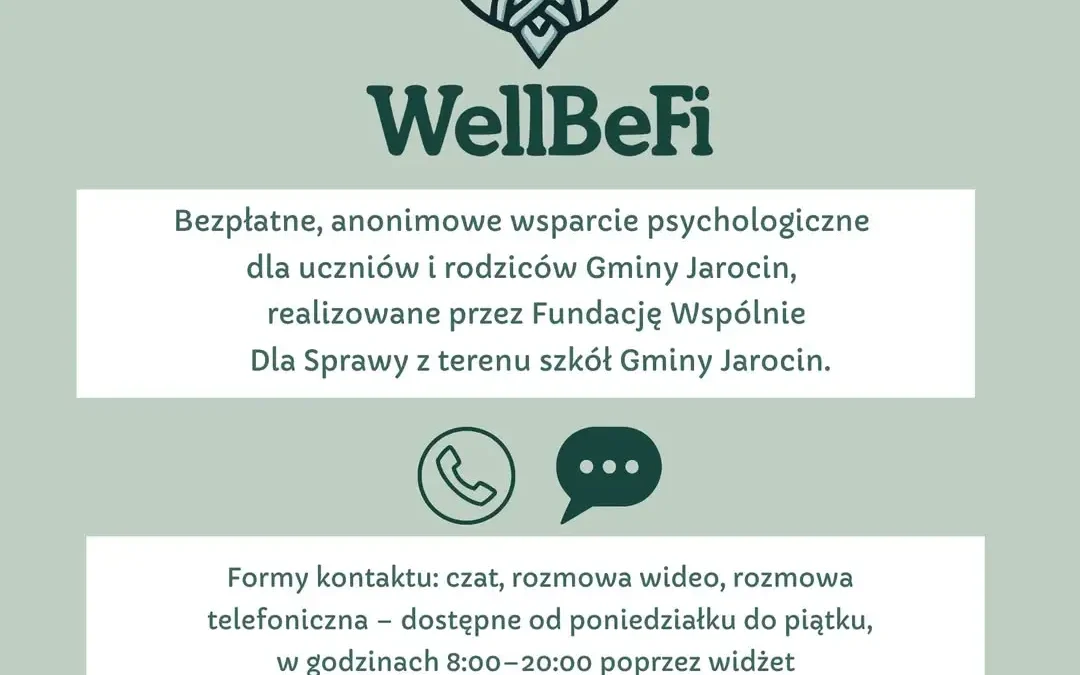 Wellbefi – zdalny psycholog w szkołach gminy Jarocin