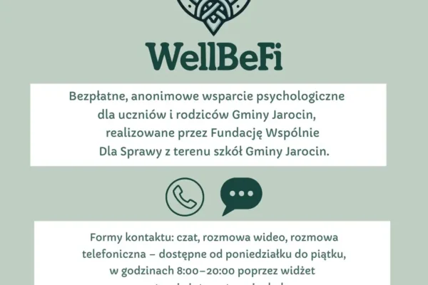 Wellbefi – zdalny psycholog w szkołach gminy Jarocin