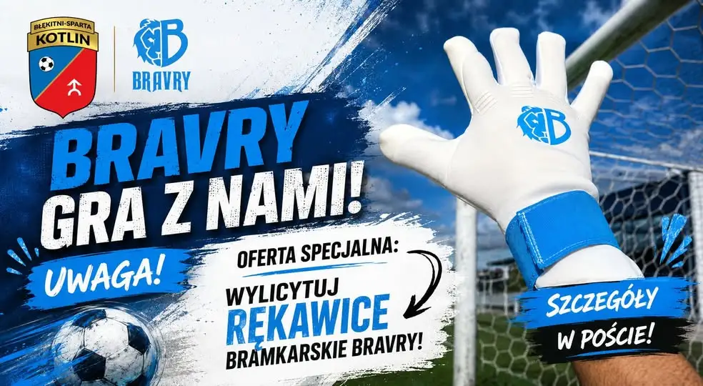 Licytacja rękawic bramkarskich Bravry – wsparcie dla klubu z Kotlina
