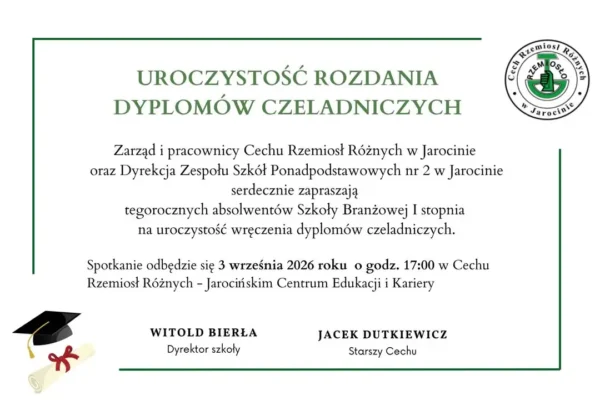 Uroczyste rozdanie dyplomów czeladniczych w Jarocinie – 3 września
