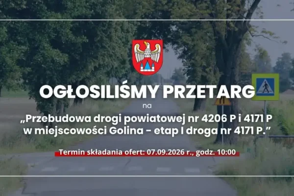 Powiat Jarociński ogłasza przetarg na przebudowę drogi w Golinie