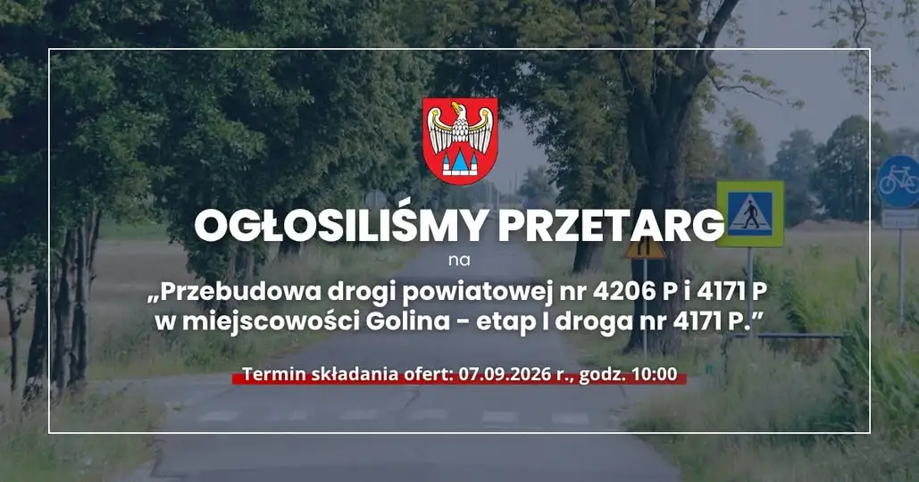 Powiat Jarociński ogłasza przetarg na przebudowę drogi w Golinie