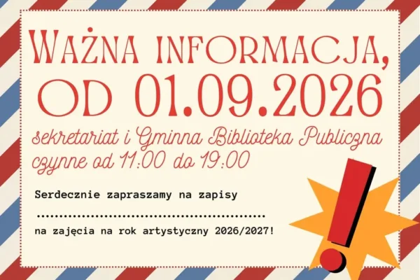 GOKSTiR w Jarocinie wraca do stałych godzin otwarcia od 1 września