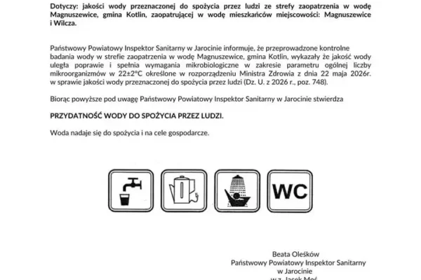 Woda w Magnuszewicach i Wilczy ponownie zdatna do spożycia