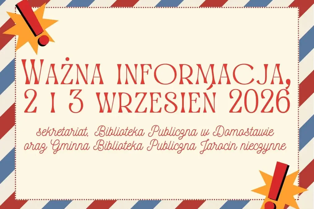 Biblioteki i sekretariat w Domosławiu nieczynne 2-3 września