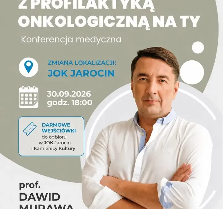 Spotkanie z prof. Dawidem Murawą w Jarocinie – zmiana miejsca na salę widowiskową JOK
