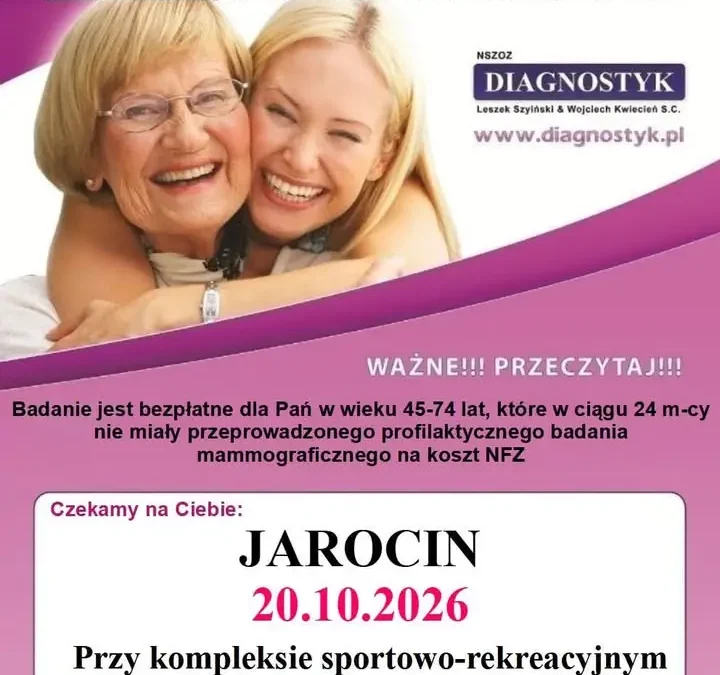 Bezpłatna mammografia w Jarocinie – 20 października przy Aquaparku