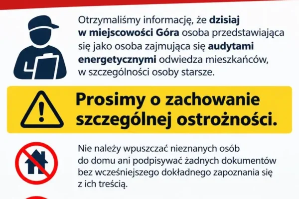 Ostrzeżenie dla mieszkańców gminy Jaraczewo: fałszywy audyt energetyczny w Górze