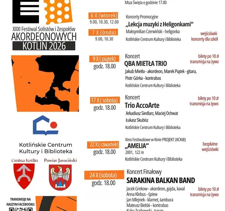 XXXI Festiwal Akordeonowy w Kotlinie – jesień pełna muzyki od 4 do 24 października