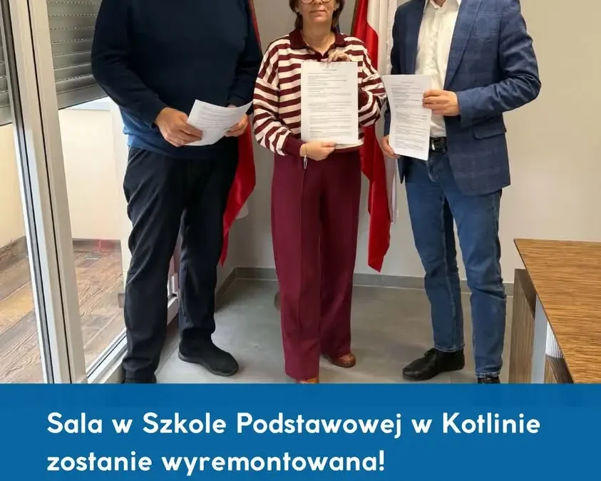 Gmina Kotlin inwestuje w sport: podpisano umowę na remont sali gimnastycznej