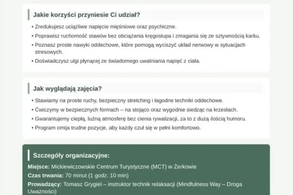 Bezpłatne zajęcia relaksacyjne dla seniorów w Żerkowie – 28 października