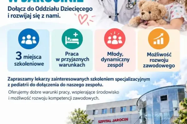 Szpital Powiatowy w Jarocinie szuka lekarzy na rezydenturę z pediatrii