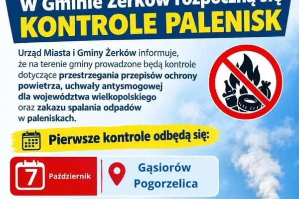 Gmina Żerków: ruszają kontrole palenisk. Sprawdzą, czym palisz w piecu