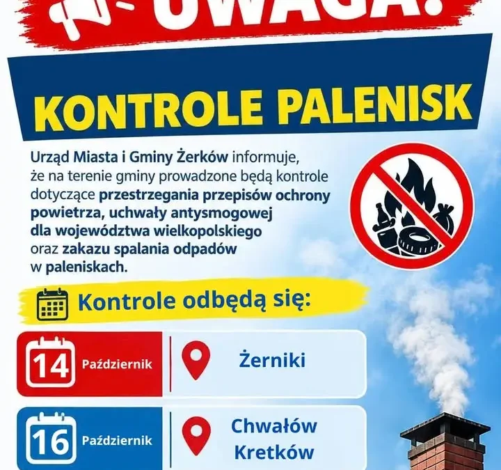 Gmina Żerków zapowiada kontrole palenisk — sprawdzą uchwałę antysmogową i spalanie odpadów