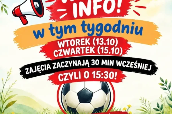 Zmiana godzin treningów Gminnej Akademii Piłkarskiej w Jarocinie
