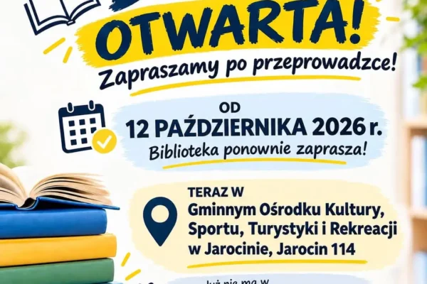 Gminna Biblioteka Publiczna w Jarocinie wznawia działalność po przeprowadzce